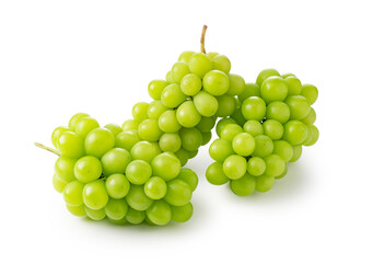 Shine Muscat grapes on a white background.