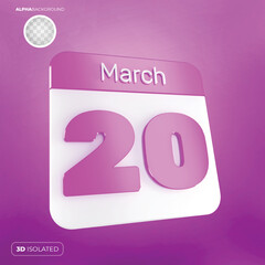 Calendar 20 March 3d Premium