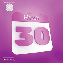 Calendar 30 March 3d Premium