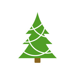Christmas tree flat icon set. Xmas cartoon craft collection. Vector new year winter holiday desing element