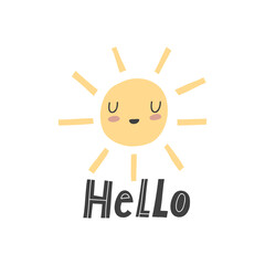 Monster print with slogan. Cartoon character design for fashion fabrics, textile graphics, prints