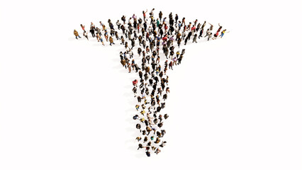 Concept or conceptual large gathering  of people forming the image of the caduceus as a medical symbol. A 3d illustration metaphor for emergency, ambulance, hospital, pharmacy, health and medicine