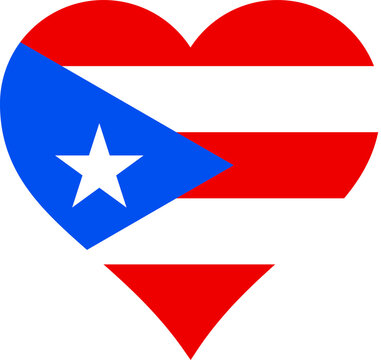 Puerto Rico Heart Flag. Puerto Rican Love Shape Country Nation National Flag Sign Symbol Banner. PR transparent PNG Flattened JPG Flat JPEG
