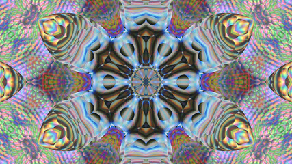 Abstract textured multicolored symmetrical kaleidoscope background