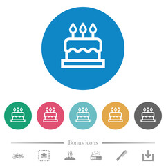 Birthday cake flat round icons