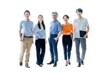 幅広い世代のビジネスグループ　背景透過PNG　切り抜き写真