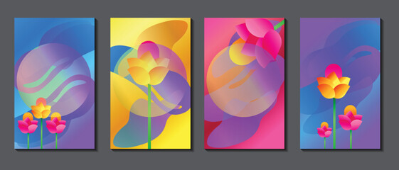 abstract nature flower art banner and card background design vector illustration