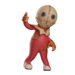   3D Illustration. 3D  trick 'r treat Cartoon with cool style pose. showing a handsome and sweet face. wearing a halloween costume. 3D Cartoon Character