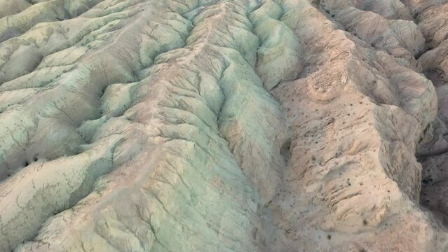 Overhead Aerial shot in 4k at Arroyo Tapiado Mud Caves in the Anza Borrego State Park