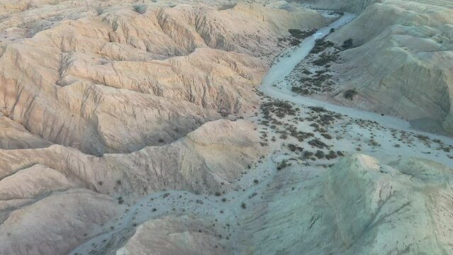 Overhead Aerial shot in 4k at Arroyo Tapiado Mud Caves in the Anza Borrego State Park