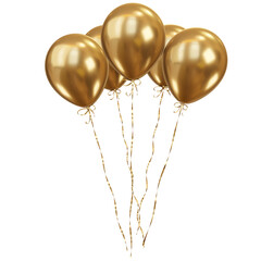 Pink balloons with gold ribbons. 3d rendering © AndS