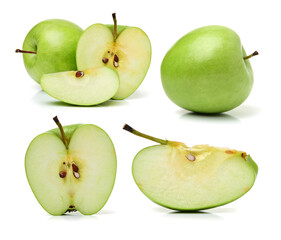 Green apple on white background