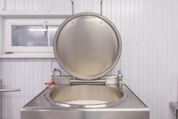 Workshop with special equipment for cheesemaking.