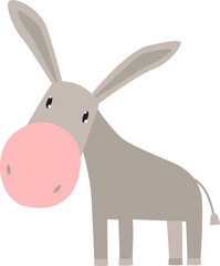 Cute donkey. Little donkey. Funny cartoon animal. Farm animal. Donkey simple illustration