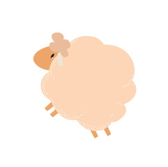 Cute vector sheep. Little sheep. Funny cartoon animal. Farm animal. Sheep simple illustration