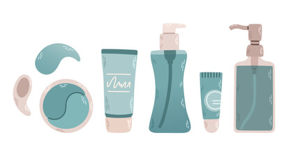 Set of beauty cosmetics flat design vector illustration
