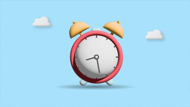 3d render alarm clock concept animation.4K motion animation
