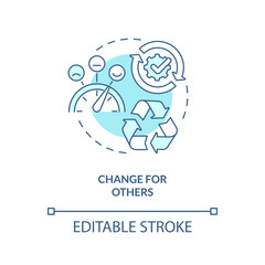 Change for others turquoise concept icon. Brand longevity improving. Customer need abstract idea thin line illustration. Isolated outline drawing. Editable stroke. Arial, Myriad Pro-Bold fonts used