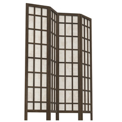 3d rendering illustration of a wood and paper room divider