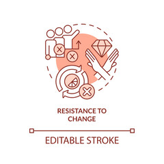 Resistance to change orange concept icon. Low flexibility. Brand longevity challenge abstract idea thin line illustration. Isolated outline drawing. Editable stroke. Arial, Myriad Pro-Bold fonts used