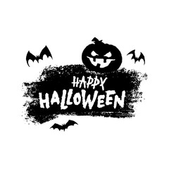 Happy Halloween party vector lettering. Handwritten Halloween holiday lettering for banner, poster, greeting card, party invitation. Vector illustration with Hand drawn decorative design element.