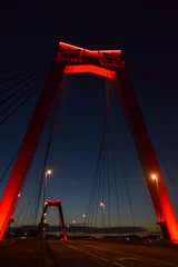 Poster Willemsbrug in Rotterdam at night © Andy