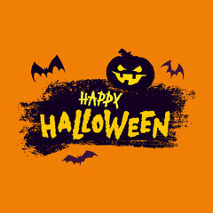 Happy Halloween party vector lettering. Handwritten Halloween holiday lettering for banner, poster, greeting card, party invitation. Vector illustration with Hand drawn decorative design element.