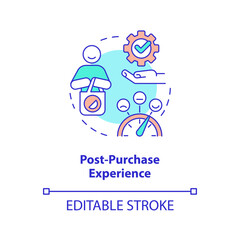 Fototapeta na wymiar Post-purchase experience concept icon. All-round sensory communication abstract idea thin line illustration. Satisfaction. Isolated outline drawing. Editable stroke. Arial, Myriad Pro-Bold fonts used