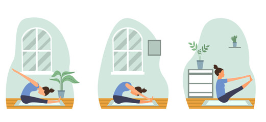 Yoga activity flat bundle design illustration