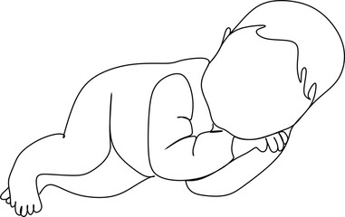 One continuous single drawing line art doodle drawn, child, baby, happy, female, childhood. Isolated flat illustration hand draw contour on a white background