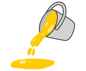 Yellow Paint Overflowing Bucket Illustration