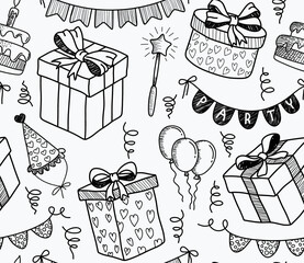 cute doodle gift seamless pattern.