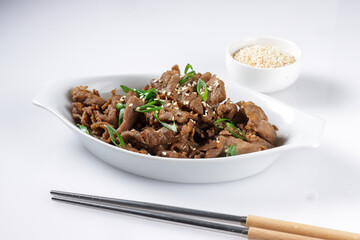 Bulgogi is Korean style grilled or roasted dish made from marinated slices of meat.