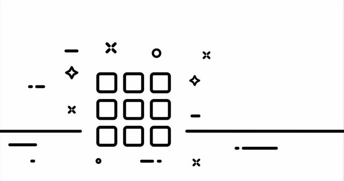 App menu. Arrow, tiles, order, list, application, display, programs, control panel, phone, computer. Technology concept. One line drawing animation. Motion design. Animated technology logo. Video 4K