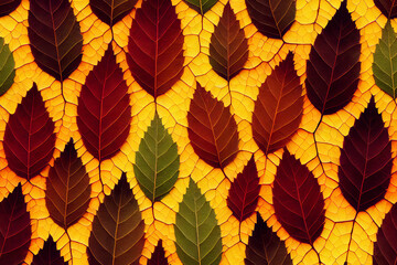 Fall Tree Leaves Autumn Color Seamless Texture Pattern Tiled Repeatable Tessellation Background Image