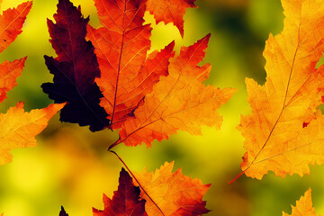 Fall Tree Leaves Autumn Color Seamless Texture Pattern Tiled Repeatable Tessellation Background Image