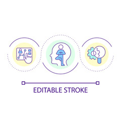 Evaluate performance and mental state loop concept icon. Assess productivity. Review woking process abstract idea thin line illustration. Isolated outline drawing. Editable stroke. Arial font used