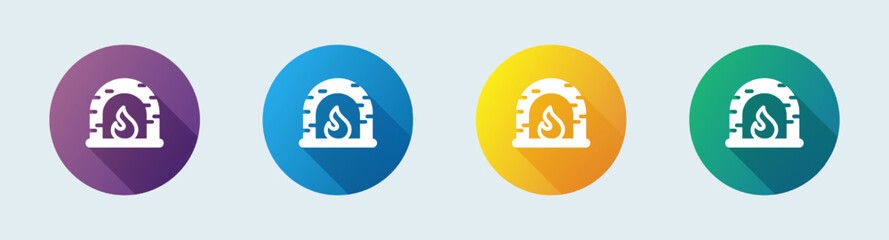 Fireplace solid icon in flat design style. Hygge signs vector illustration.