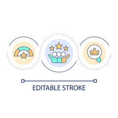 Set success rate percentage loop concept icon. Determine desired result expectations. Satisfied client abstract idea thin line illustration. Isolated outline drawing. Editable stroke. Arial font used