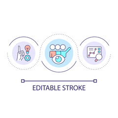 Research conclusion loop concept icon. Sum up result of usability testing. Summarize and analyze abstract idea thin line illustration. Isolated outline drawing. Editable stroke. Arial font used