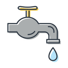 Faucet with dripping water, vector isolated icon.