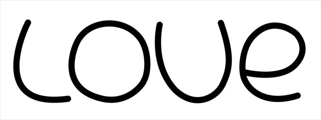 Vector isolated word love with black outline round letters.