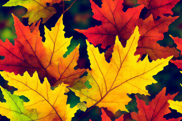 Fall Tree Leaves Autumn Color Seamless Texture Pattern Tiled Repeatable Tessellation Background Image