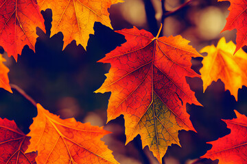 Fall Tree Leaves Autumn Color Seamless Texture Pattern Tiled Repeatable Tessellation Background Image