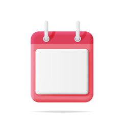 3D Paper Spiral Wall Calendar Isolated. Render Calendar Icon. Schedule, Appointment, Organizer, Timesheet, Important Date. Time Management Concept. Minimal Vector Illustration