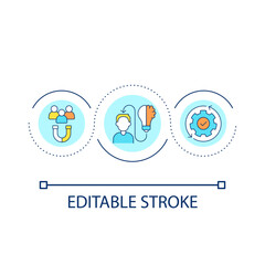 Engage student in learning loop concept icon. Connecting strategy in classroom abstract idea thin line illustration. Attracting new learners. Isolated outline drawing. Editable stroke. Arial font used