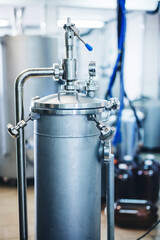 Brewery equipment producing craft beer.