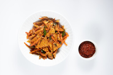 Spicy Eomuk Bokkeum or Stir Fry Korean Fish Cake is very popular Korean side dish or banchan.
