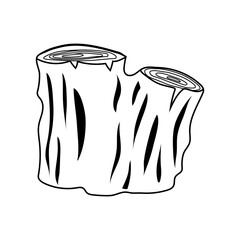 Isolated tree stump outline engraved silhouettes set. Hand drawn vector illustration