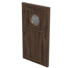 3d rendering illustration of a wooden door with a porthole window